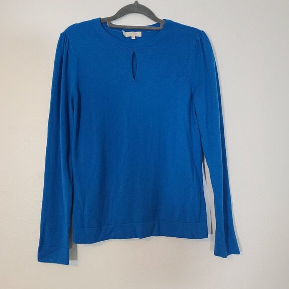 Hobbs London Wool Cashmere Blend Sweater Keyhole Neckline Blue Size Small - Picture 1 of 7